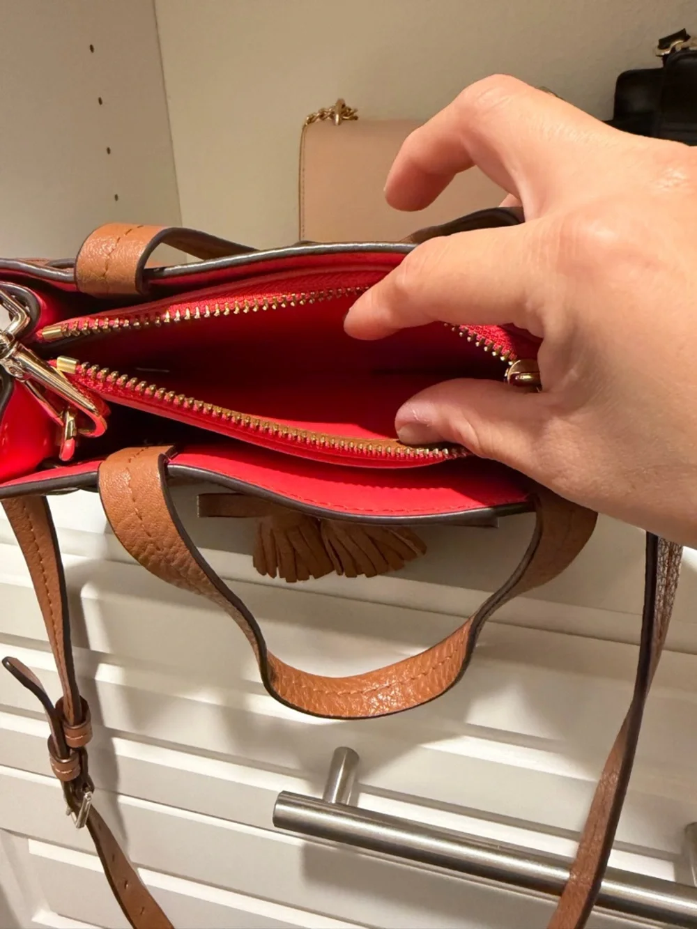 kate spade Brown Leather Satchel with Red Interior - Picture 4 of 5